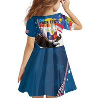 Personalized Filipino-American Family Matching Off Shoulder Short Dress and Hawaiian Shirt The Eight-Rayed Sun with Bald Eagle