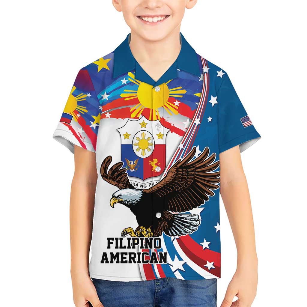 Personalized Filipino-American Kid Hawaiian Shirt The Eight-Rayed Sun with Bald Eagle