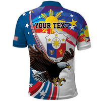 Personalized Filipino-American Polo Shirt The Eight-Rayed Sun with Bald Eagle