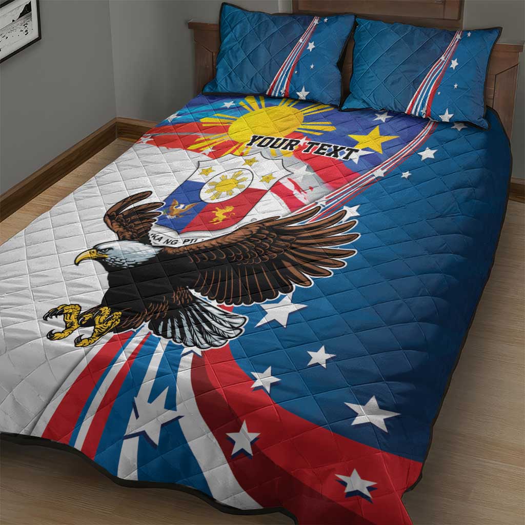 Personalized Filipino-American Quilt Bed Set The Eight-Rayed Sun with Bald Eagle