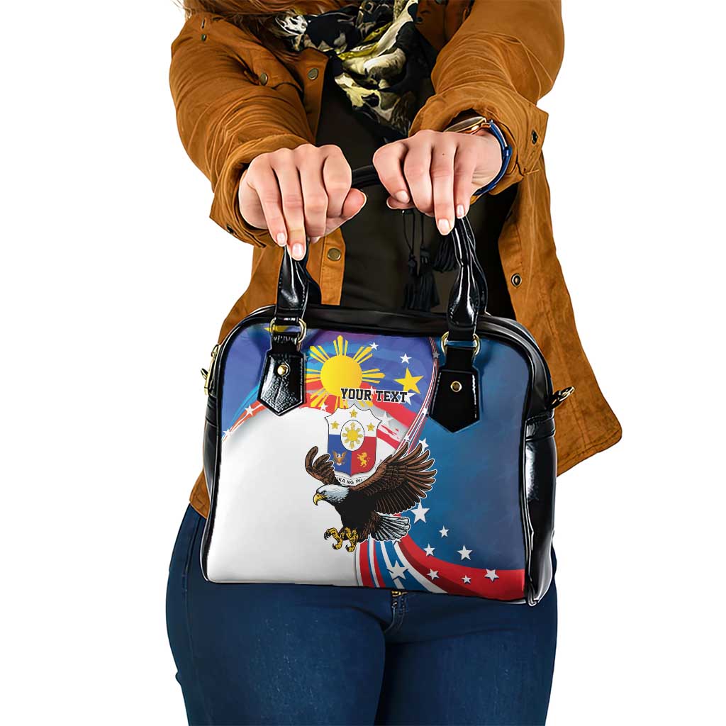 Personalized Filipino-American Shoulder Handbag The Eight-Rayed Sun with Bald Eagle LT9 One Size Blue - Polynesian Pride