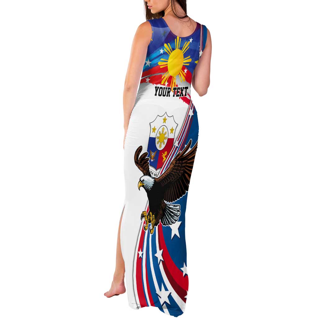 Personalized Filipino-American Tank Maxi Dress The Eight-Rayed Sun with Bald Eagle