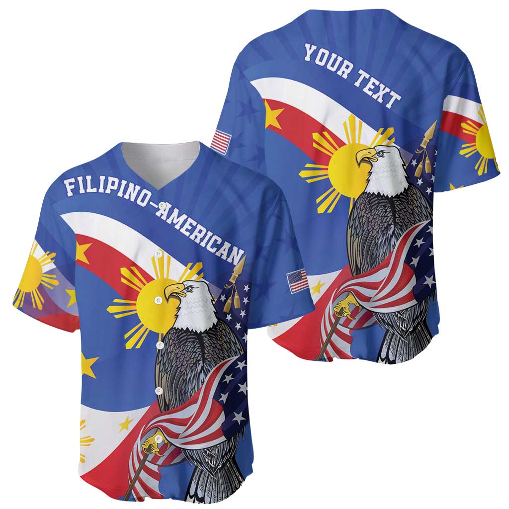 Personalized Filipino-American Baseball Jersey Philippines Coat Of Arms with Bald Eagle LT9 - Polynesian Pride