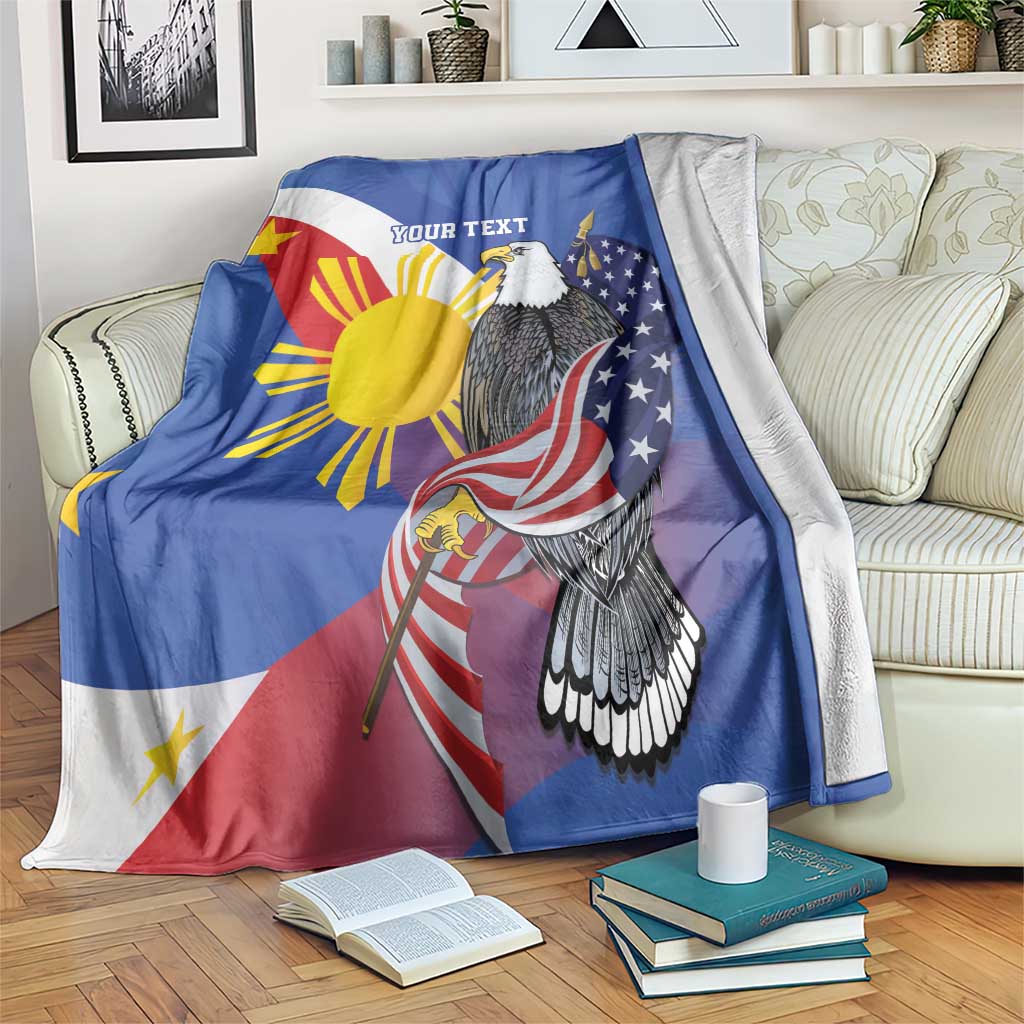 Personalized Filipino-American Blanket Philippines Coat Of Arms with Bald Eagle LT9 White - Polynesian Pride