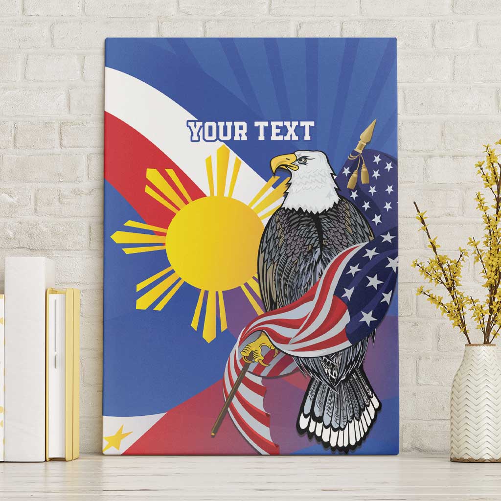 Personalized Filipino-American Canvas Wall Art Philippines Coat Of Arms with Bald Eagle LT9 Without Frame White - Polynesian Pride