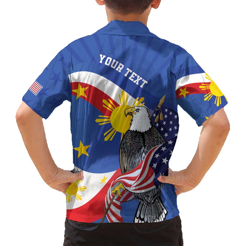 Personalized Filipino-American Family Matching Tank Maxi Dress and Hawaiian Shirt Philippines Coat Of Arms with Bald Eagle LT9 - Polynesian Pride
