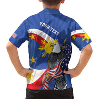 Personalized Filipino-American Family Matching Tank Maxi Dress and Hawaiian Shirt Philippines Coat Of Arms with Bald Eagle LT9 - Polynesian Pride