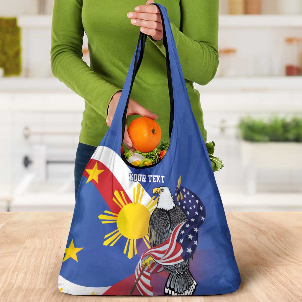 Personalized Filipino-American Grocery Bag Philippines Coat Of Arms with Bald Eagle LT9 - Polynesian Pride
