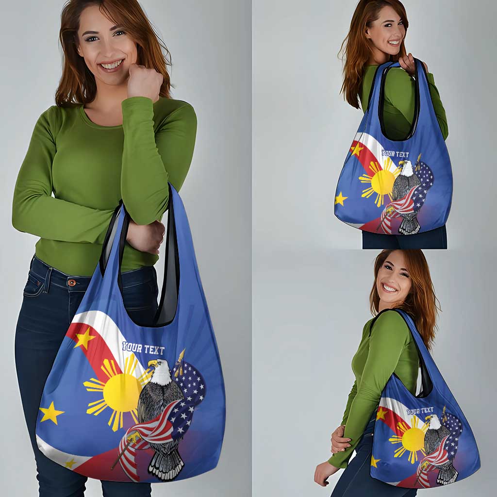 Personalized Filipino-American Grocery Bag Philippines Coat Of Arms with Bald Eagle LT9 - Polynesian Pride