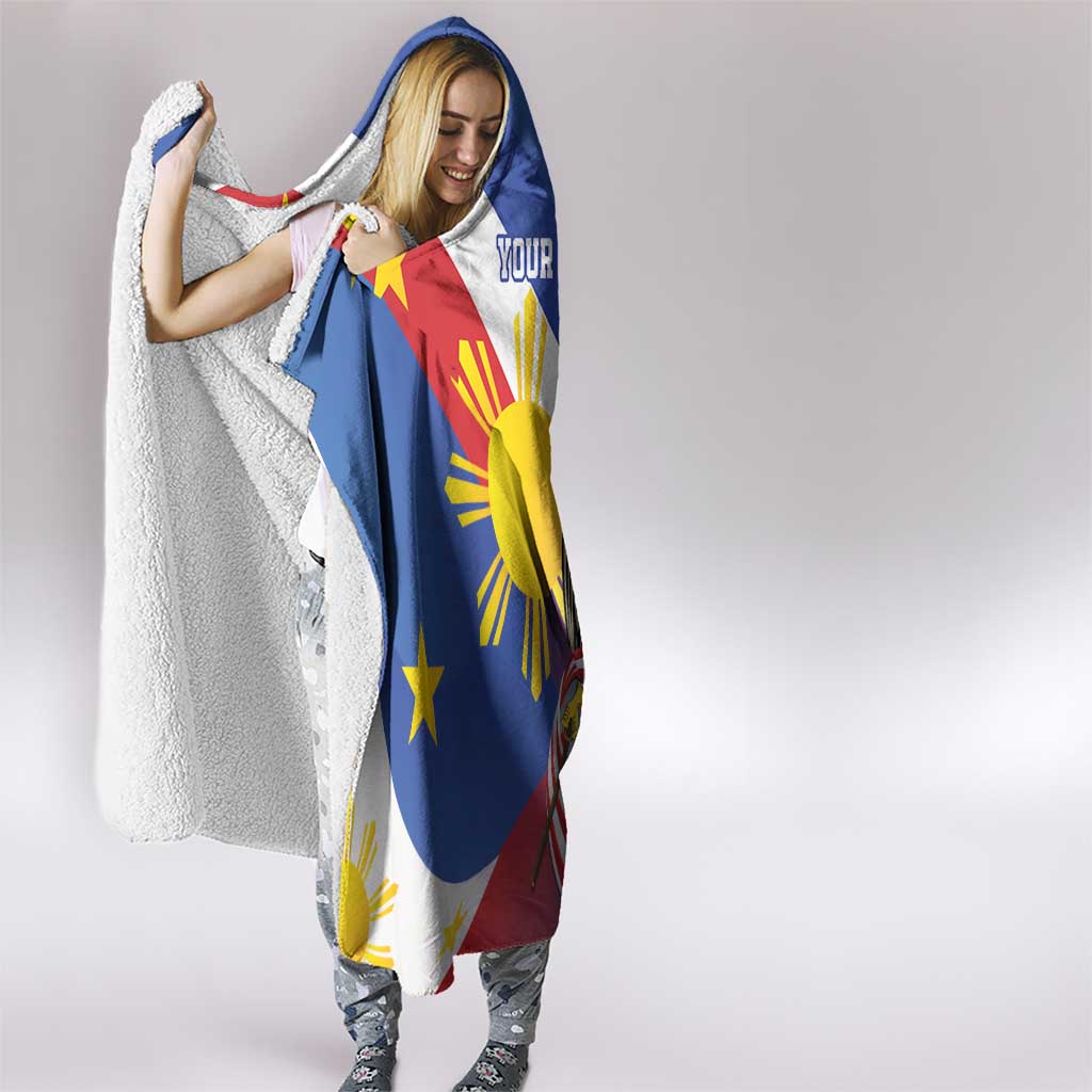 Personalized Filipino-American Hooded Blanket Philippines Coat Of Arms with Bald Eagle