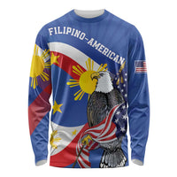 Personalized Filipino-American Long Sleeve Shirt Philippines Coat Of Arms with Bald Eagle LT9 Unisex White - Polynesian Pride