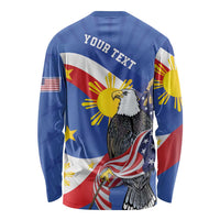 Personalized Filipino-American Long Sleeve Shirt Philippines Coat Of Arms with Bald Eagle LT9 - Polynesian Pride
