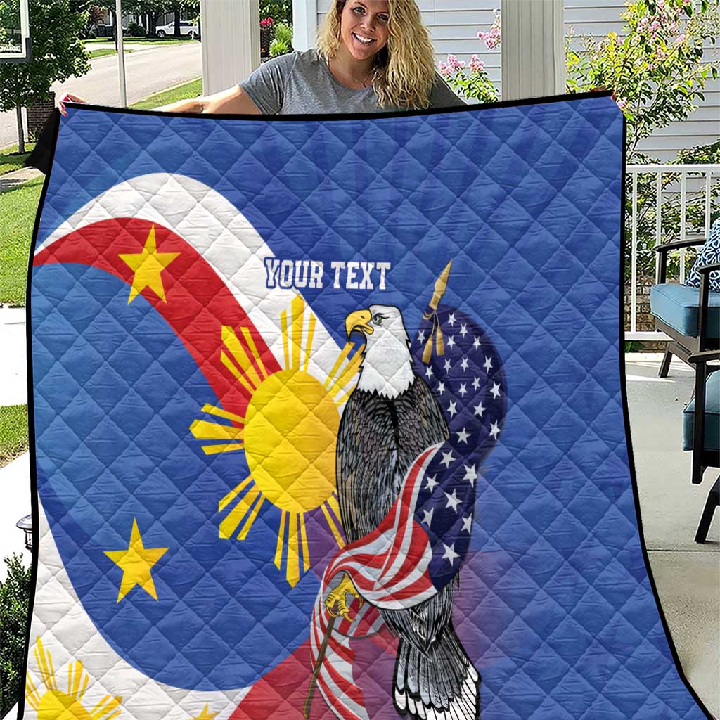 Personalized Filipino-American Quilt Philippines Coat Of Arms with Bald Eagle LT9 White - Polynesian Pride