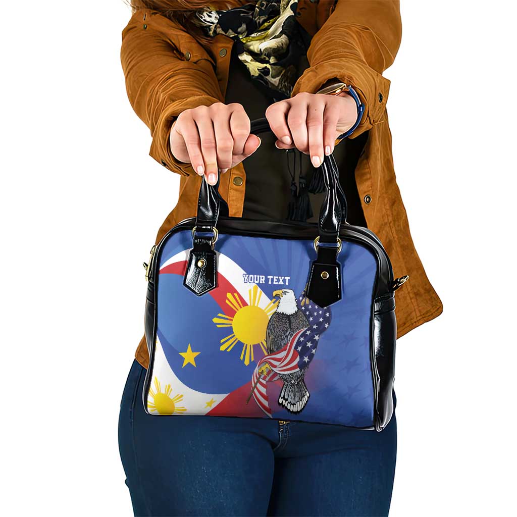 Personalized Filipino-American Shoulder Handbag Philippines Coat Of Arms with Bald Eagle LT9 One Size White - Polynesian Pride