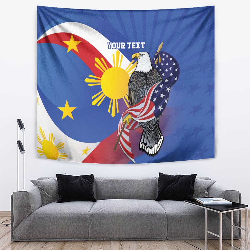 Personalized Filipino-American Tapestry Philippines Coat Of Arms with Bald Eagle LT9 White - Polynesian Pride
