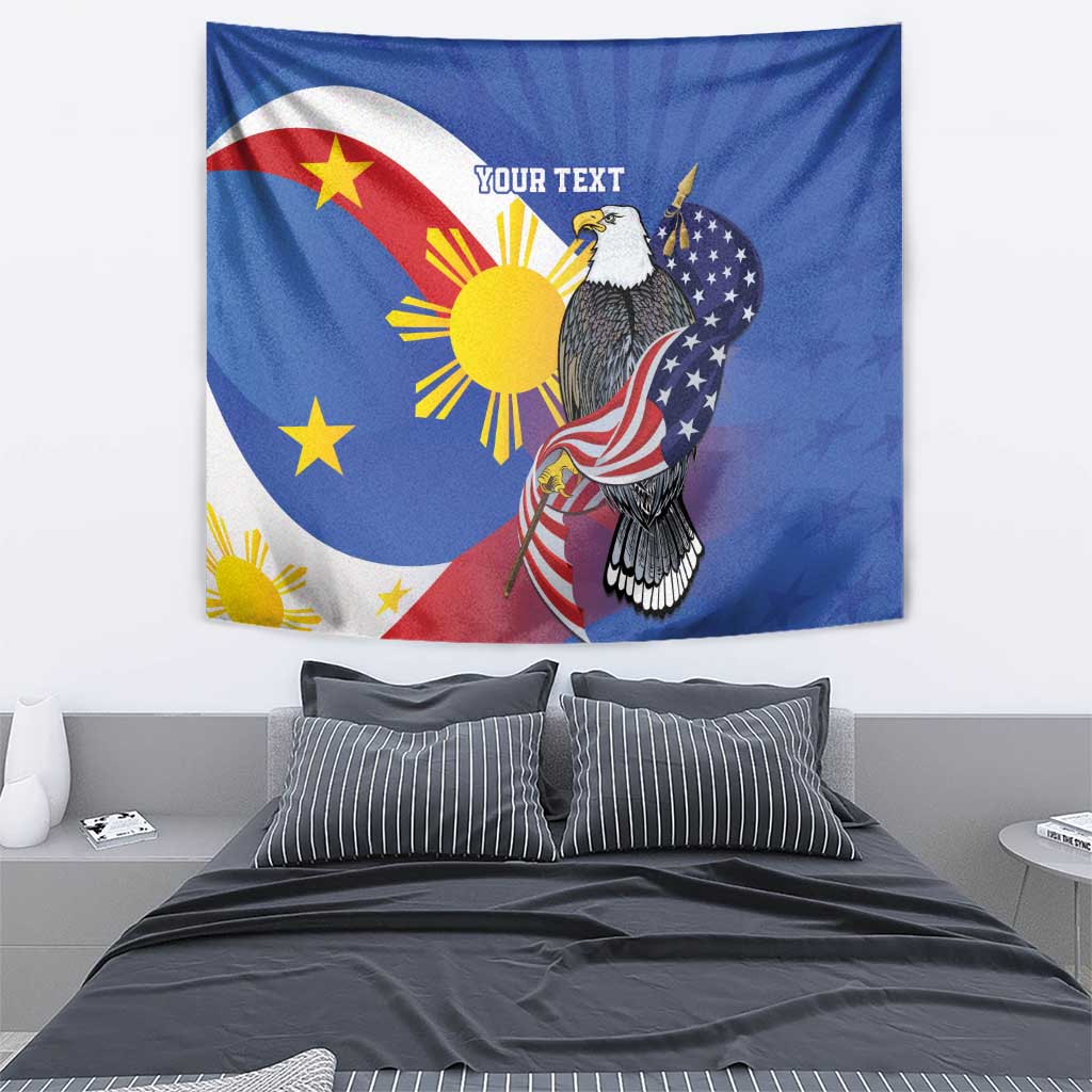 Personalized Filipino-American Tapestry Philippines Coat Of Arms with Bald Eagle
