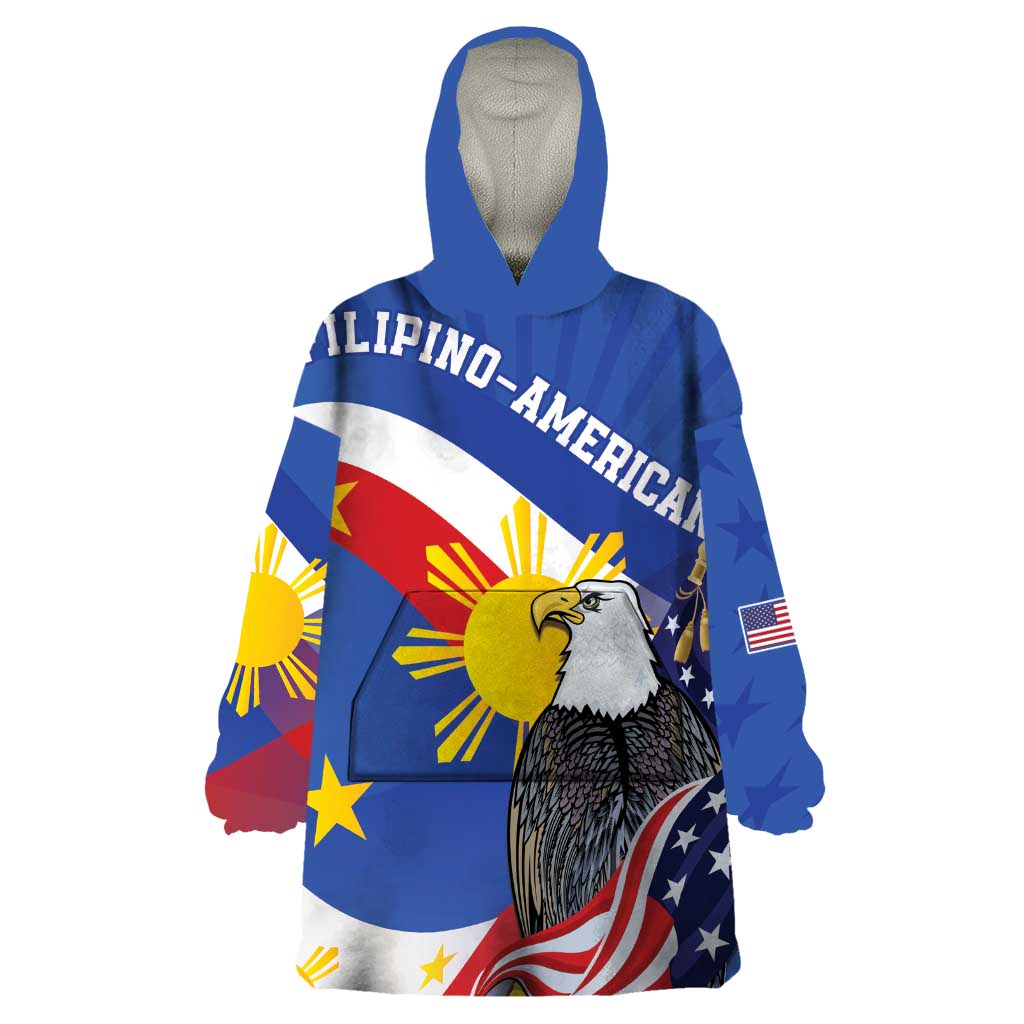Personalized Filipino-American Wearable Blanket Hoodie Philippines Coat Of Arms with Bald Eagle LT9 One Size White - Polynesian Pride