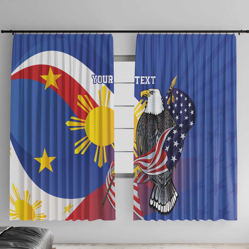 Personalized Filipino-American Window Curtain Philippines Coat Of Arms with Bald Eagle LT9 With Hooks White - Polynesian Pride