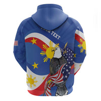 Personalized Filipino-American Zip Hoodie Philippines Coat Of Arms with Bald Eagle LT9 - Polynesian Pride