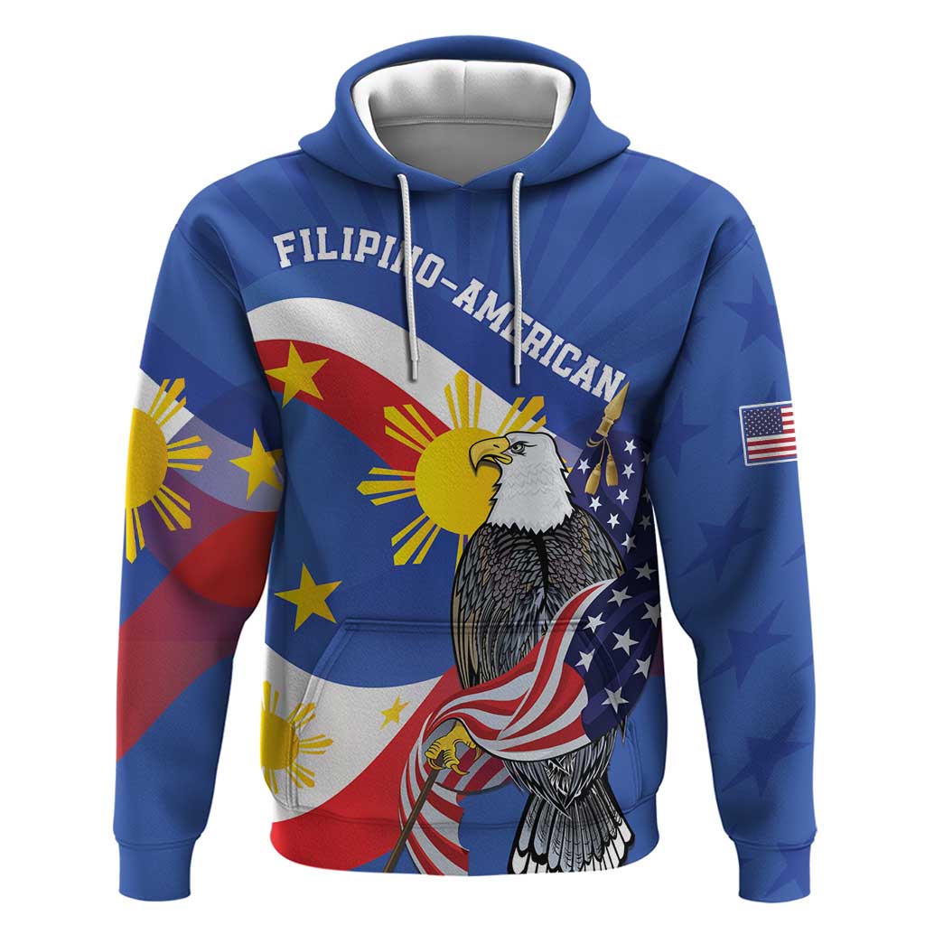 Personalized Filipino-American Zip Hoodie Philippines Coat Of Arms with Bald Eagle LT9 Pullover Hoodie White - Polynesian Pride