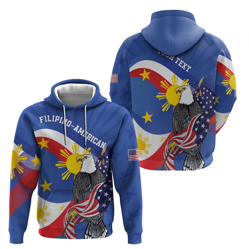 Personalized Filipino-American Zip Hoodie Philippines Coat Of Arms with Bald Eagle LT9 - Polynesian Pride