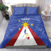 Personalized Pilipinas Eight-Rayed Sun Bedding Set Philippines Map With Polynesian Style
