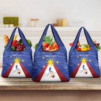 Personalized Pilipinas Eight-Rayed Sun Grocery Bag Philippines Map With Polynesian Style LT9 3-pack One Size Blue - Polynesian Pride