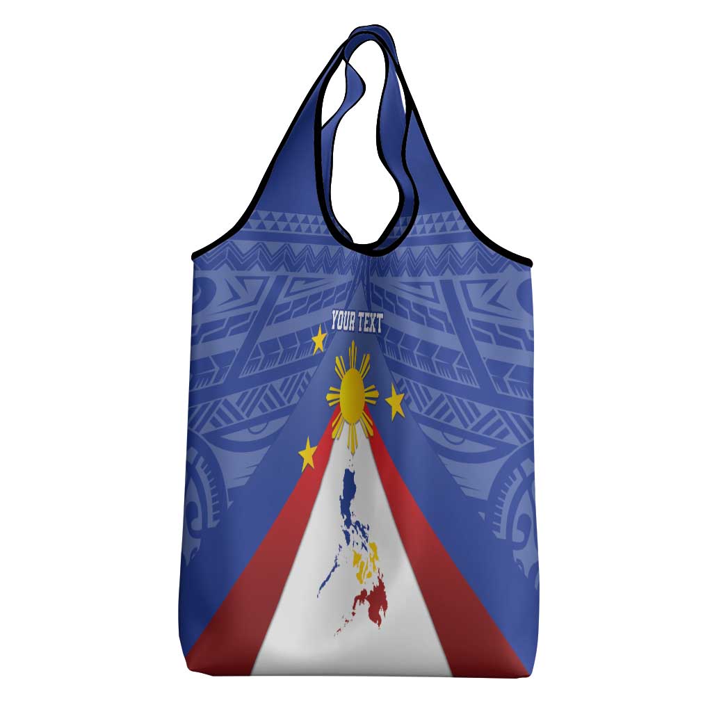 Personalized Pilipinas Eight-Rayed Sun Grocery Bag Philippines Map With Polynesian Style LT9 - Polynesian Pride