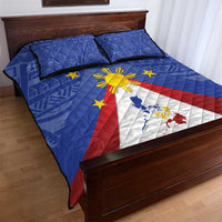 Personalized Pilipinas Eight-Rayed Sun Quilt Bed Set Philippines Map With Polynesian Style