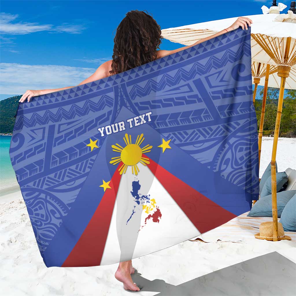Personalized Pilipinas Eight-Rayed Sun Sarong Philippines Map With Polynesian Style LT9 One Size 44 x 66 inches Blue - Polynesian Pride