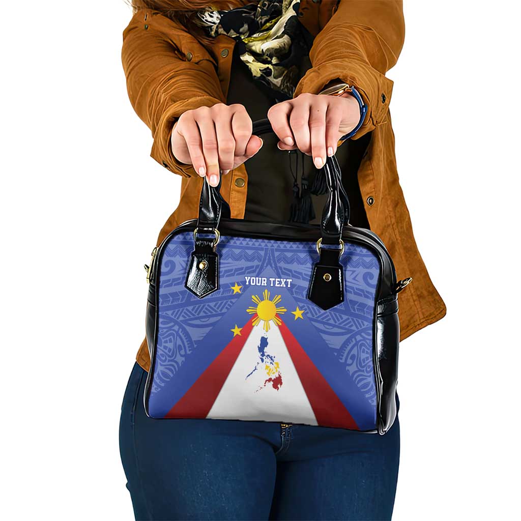 Personalized Pilipinas Eight-Rayed Sun Shoulder Handbag Philippines Map With Polynesian Style LT9 One Size Blue - Polynesian Pride
