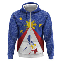 Personalized Pilipinas Eight-Rayed Sun Zip Hoodie Philippines Map With Polynesian Style LT9 Zip Hoodie Blue - Polynesian Pride