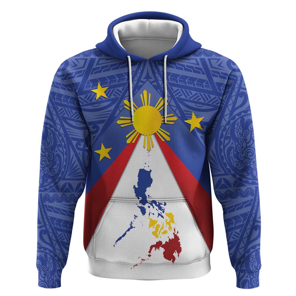 Personalized Pilipinas Eight-Rayed Sun Zip Hoodie Philippines Map With Polynesian Style LT9 Pullover Hoodie Blue - Polynesian Pride