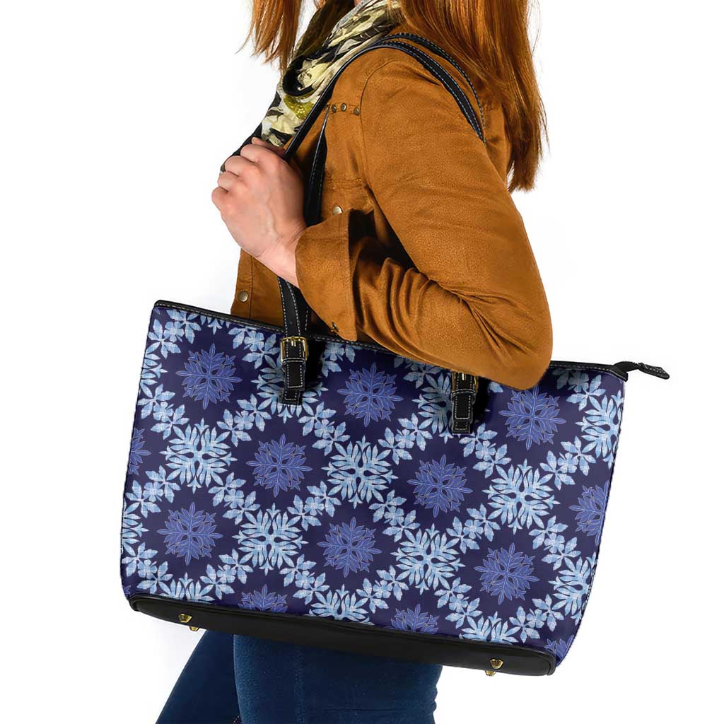Palaka Hawaiian Quilt Seamless Pattern Leather Tote Bag - Polynesian Pride