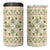 Squares Maile Leaf 4 in 1 Can Cooler Tumbler Beige Palaka Hawaiian Quilt Pattern - Polynesian Pride