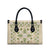 Squares Maile Leaf Leather Bag Beige Palaka Hawaiian Quilt Pattern - Polynesian Pride