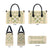 Squares Maile Leaf Leather Bag Beige Palaka Hawaiian Quilt Pattern - Polynesian Pride