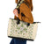 Squares Maile Leaf Leather Tote Bag Beige Palaka Hawaiian Quilt Pattern - Polynesian Pride