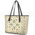 Squares Maile Leaf Leather Tote Bag Beige Palaka Hawaiian Quilt Pattern - Polynesian Pride