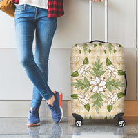Squares Maile Leaf Luggage Cover Beige Palaka Hawaiian Quilt Pattern - Polynesian Pride