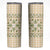 Squares Maile Leaf Skinny Tumbler Beige Palaka Hawaiian Quilt Pattern - Polynesian Pride