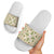 Squares Maile Leaf Slide Sandals Beige Palaka Hawaiian Quilt Pattern - Polynesian Pride