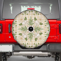 Squares Maile Leaf Spare Tire Cover Beige Palaka Hawaiian Quilt Pattern - Polynesian Pride