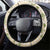 Squares Maile Leaf Steering Wheel Cover Beige Palaka Hawaiian Quilt Pattern - Polynesian Pride