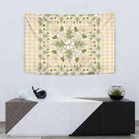 Squares Maile Leaf Tapestry Beige Palaka Hawaiian Quilt Pattern - Polynesian Pride