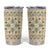 Squares Maile Leaf Tumbler Cup Beige Palaka Hawaiian Quilt Pattern - Polynesian Pride