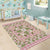 Squares Maile Leaf Area Rug Pink Palaka Hawaiian Quilt Pattern - Polynesian Pride