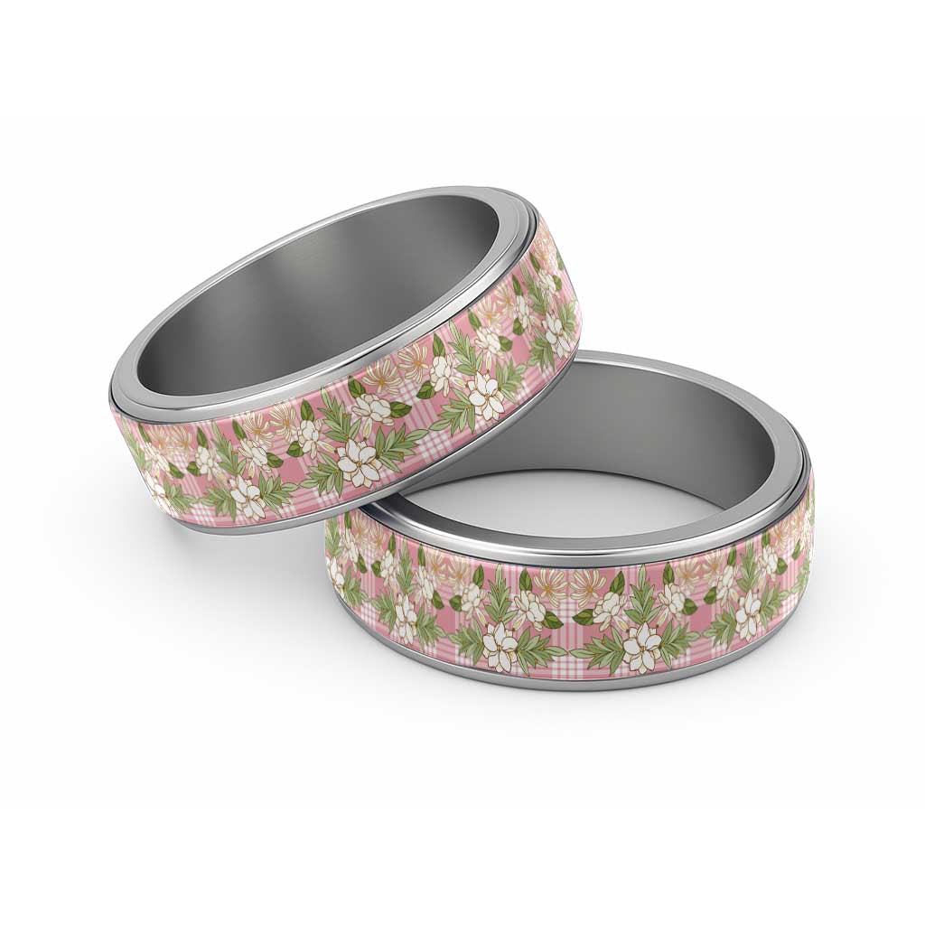 Squares Maile Leaf Classic Ring Pink Palaka Hawaiian Quilt Pattern - Polynesian Pride