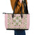 Squares Maile Leaf Leather Tote Bag Pink Palaka Hawaiian Quilt Pattern - Polynesian Pride