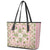 Squares Maile Leaf Leather Tote Bag Pink Palaka Hawaiian Quilt Pattern - Polynesian Pride
